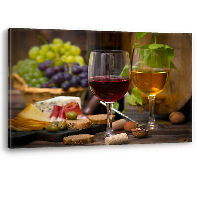 Wine and Cheese Italian Alcohol Framed Luxury Canvas Wall Art Picture Print