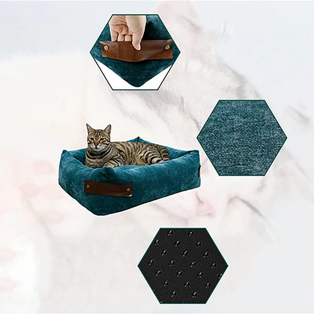 Doux en peluche lit pour chien chat tapis apaisant sac de couchage chaud 3