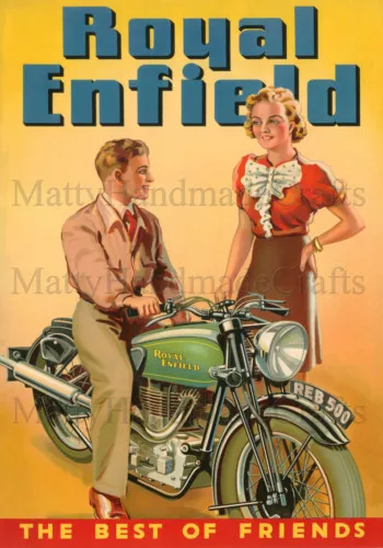 Royal Enfield Vintage Motorcycles 1930s A3, Print