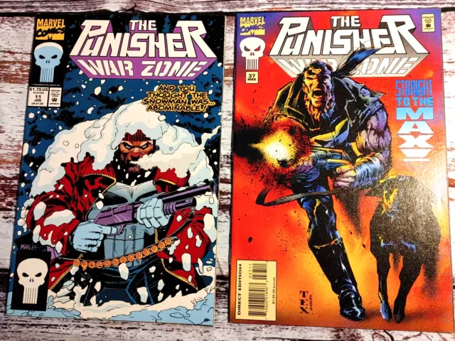 The Punisher War Zone lot of 2 Comic Books. #11 and 37. Marvel Comics, 1993-1995