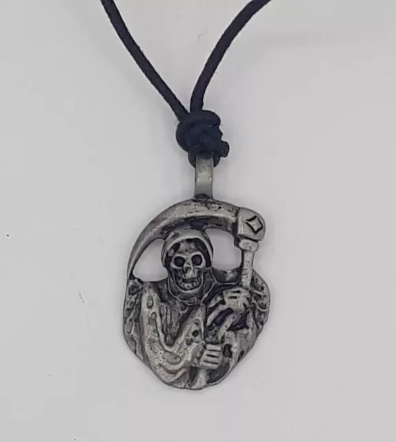 Collier Chaîne Tête de Mort Style Biker Pirate Gothique Étain Grim Reaper 12