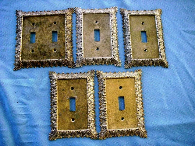 5 Ornate Floral Brass Metal Electrical Outlet Light Switch Plate Covers