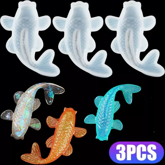 3 Stk Koi Fish Jewelry Harz Resin Silikonform epoxidform Epoxidharz Gießform DIY