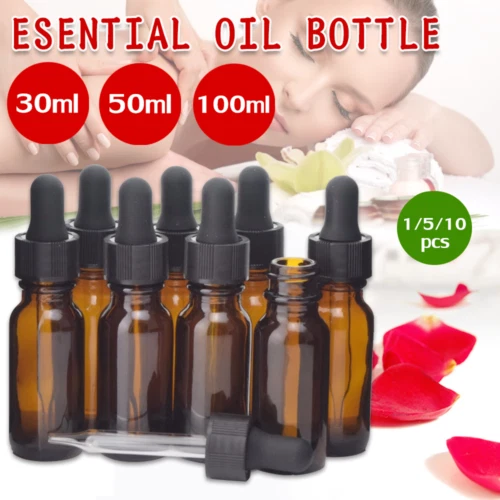 Amber Glass Essential Oil Dropper Roller Bottles Mist Sprayer Container 30-100ml