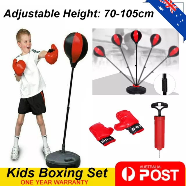 70-105cm Adjustable Height Kids Punching Bag Speed Boxing Sports Set  + Gloves