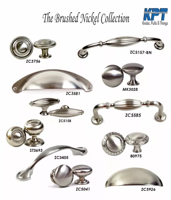 Knobs Pulls Handles Kitchen/Bath Cabinet Hardware Brushed Nickel Collection KPT