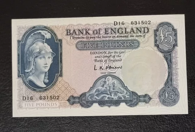 UNC/AU England O'Brien - £5 Britannia  Banknote