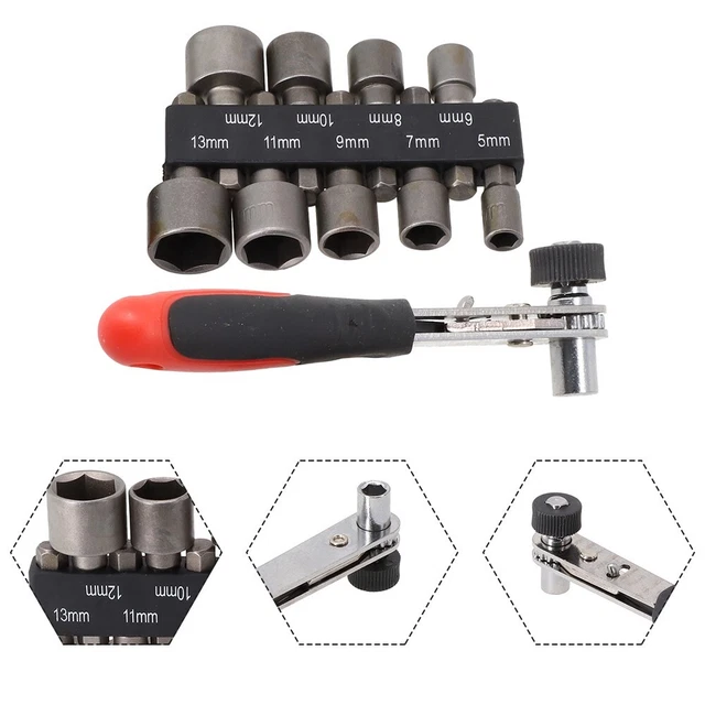 Set tenditore presa piccolo e portatile 10 pz adattatore punte trapano chiave chiave a cricchetto