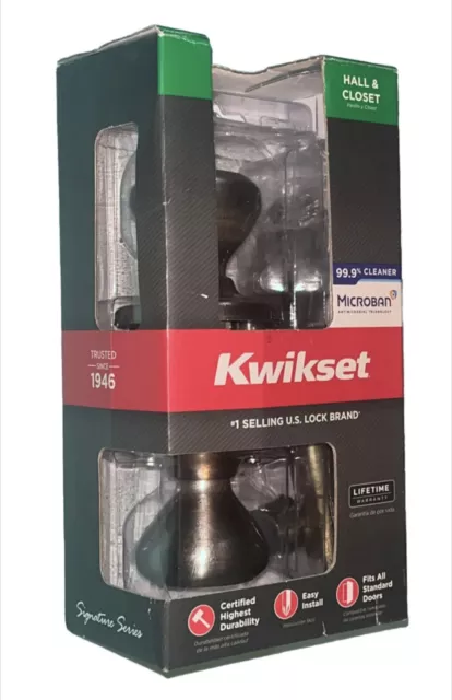 ✅  Kwikset Cameron Hall & Closet Interior Door Knob Satin Nickel 97200-794