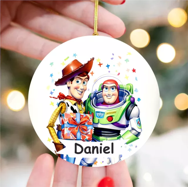 Personalised Toy Story Christmas Printed bauble Acrylic Ornament Gift Tag a139