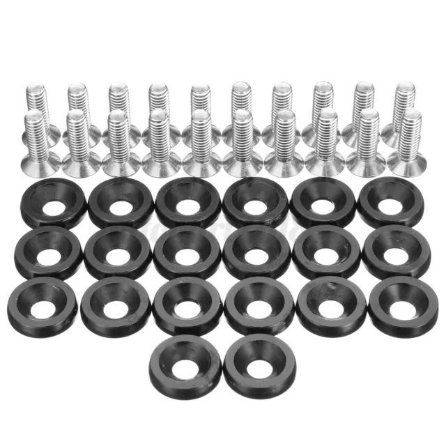 20X Billet Aluminum Fender Bumper Washer Bolt Engine Bay Dress Up Kit Black /