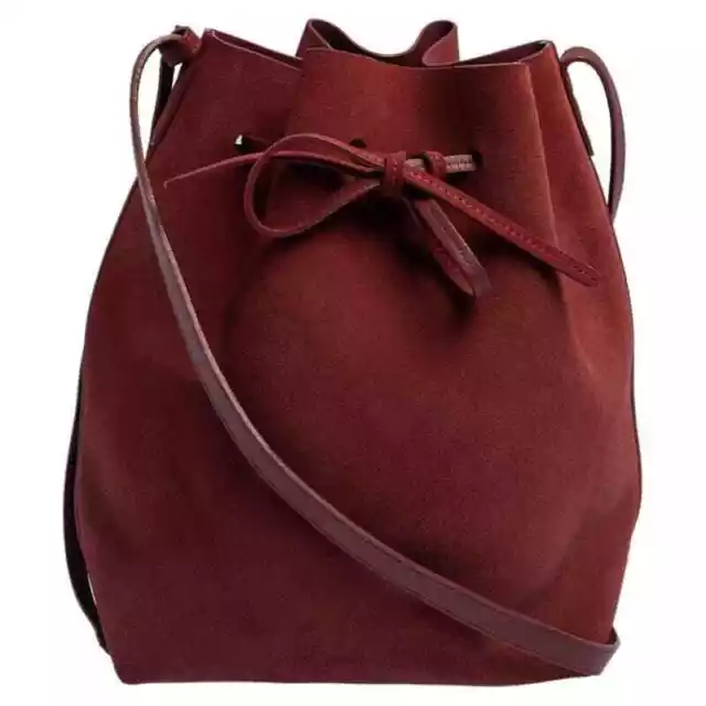 Mansur Gavriel Burgundy Suede Mini Nubuck Bucket Bag Maroon Rococo