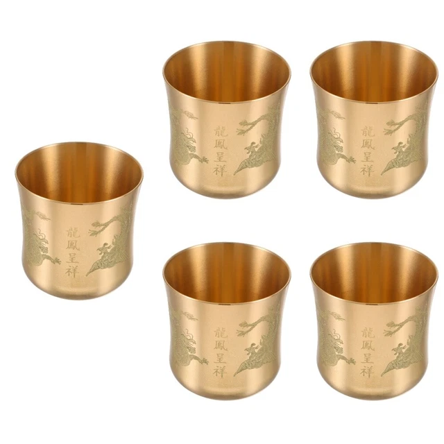 5 pz tazza da tè vintage tazza da tè rame tazza da acqua multifunzionale acqua di Buddha