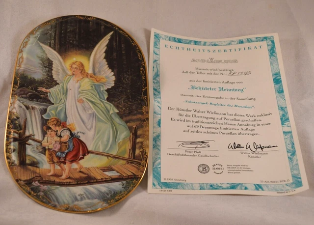 NEW! 1995 Behuteter Heimweg GUARDIAN ANGEL Bradford Exchange German Oval Plate