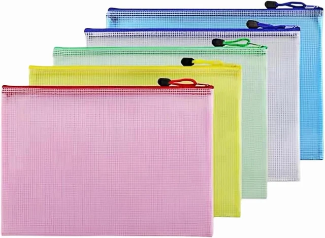 Zip File Plastick PLASTIC WALLETS FILE Folder A4 Zip Lock Bags Mesh Document Plastic ...
