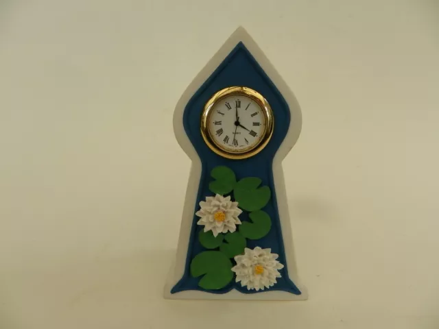 Unusual Small Hand Painted Floral Clock by Good Intentions Ltd, 4.5" Tall.
