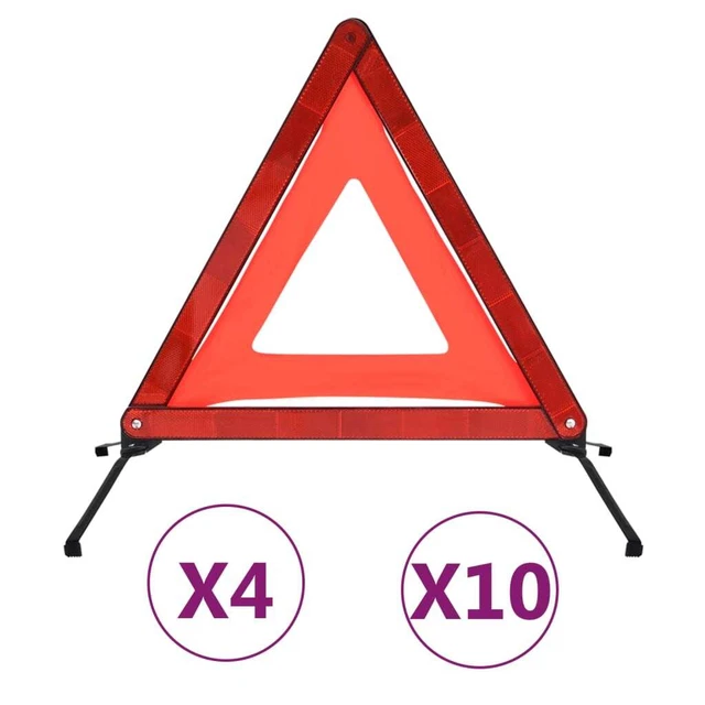 4X TRAFFIC WARNING Triangles Red Safety Foldable Car Accident Triangle