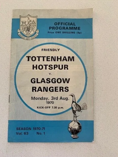 Tottenham Hotspur v Glasgow Rangers 03/08/1970 Friendly
