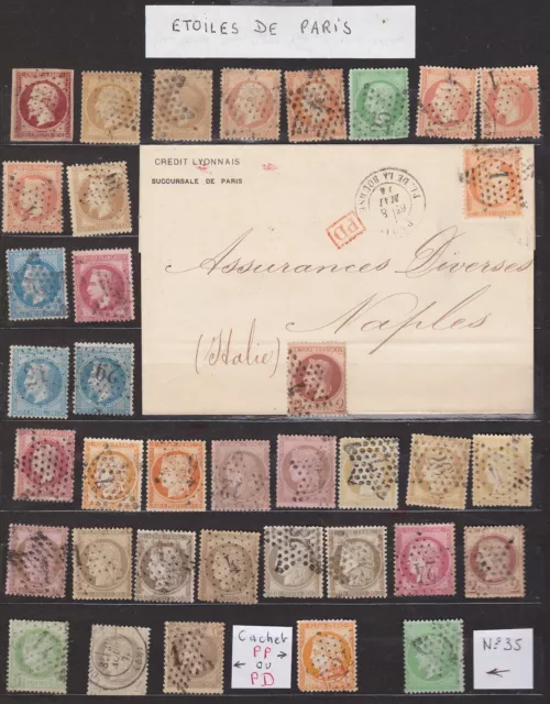 FRANCE Classique Napoléon ( N° 35 ) Cérès - Etoiles de Paris avec lettre Italie