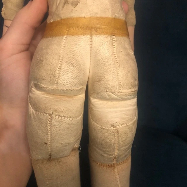 Rare Vintage Hoh Hoh German Porcelain or Bisque and Leather Doll 15 in 7