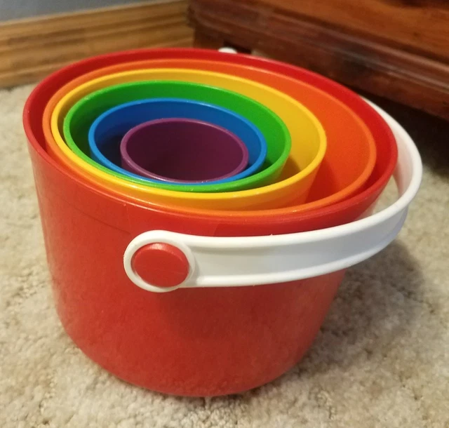 VINTAGE TUPPERWARE TUPPERTOYS Tote Em Pail Beach Bucket Stacking Nesting  Toy Set $18.95 - PicClick