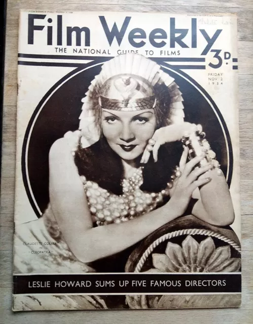 Film Weekly magazine 1934 - Claudette Colbert, Mack Sennett, Marlene Dietrich