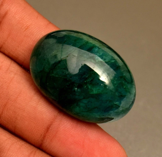 Cabochon ovale émeraude zambien naturel 75,80 ct pierre précieuse en vrac...