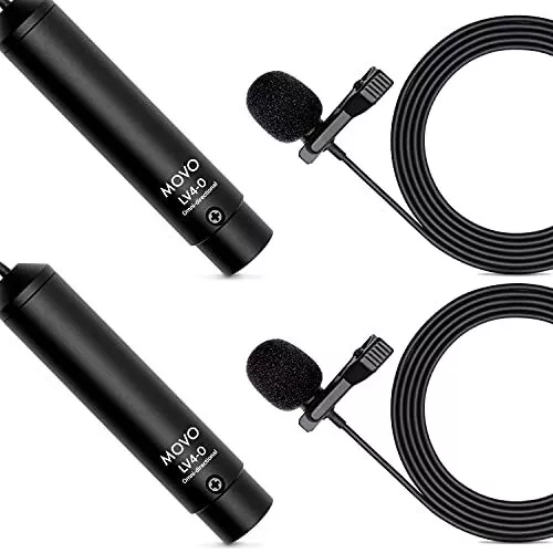 Movo LV4-O2 XLR Phantom Power Omnidirectional Lavalier Microphone Set with La...