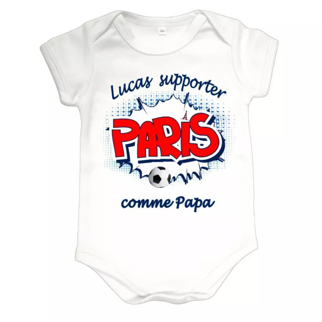 Body bébé foot psg supporter comme papa personnalisé prénom choix réf 85