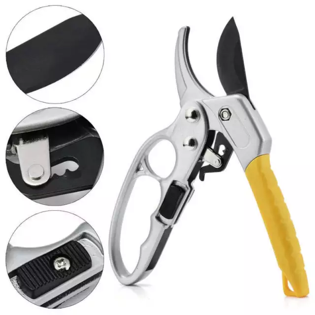 200mm Pruning Shears With Ratchet Action Garden Hand Pruner Secateurs Cutter XY