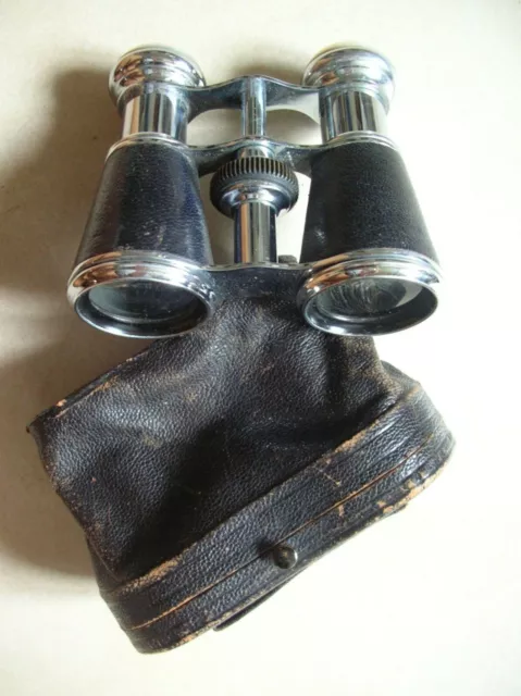 Ancienne paire de jumelles de théâtre 8 Lenses en nacre et cuir avec boîte