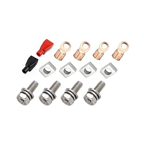 Motorcycle Battery Accessories - Bolt/Nut Set + Copper Connector Lug (M6)