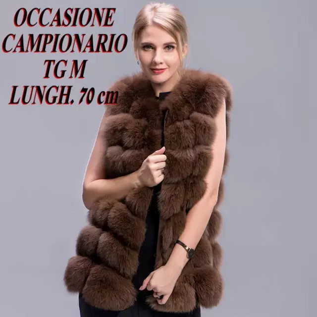 Donna Gilet Pelliccia Vera Volpe Cappotto Smanicato in Pelliccia Vera Fur Vest