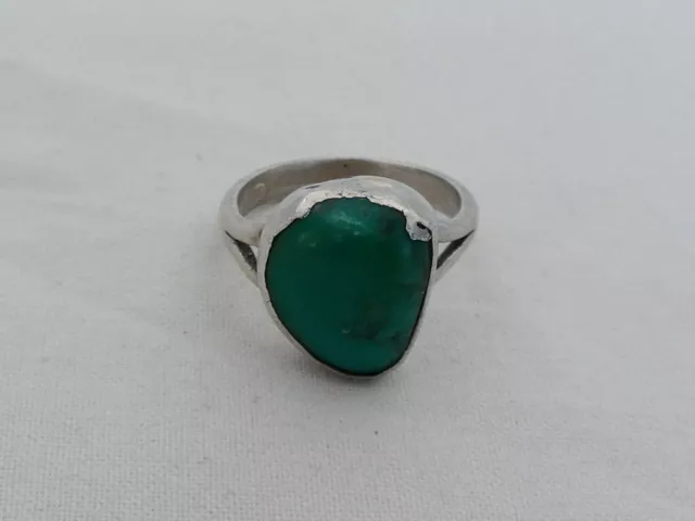 Estate Sterling Silver Size 6.5 Small Southwest Turquoise Ring XM-17