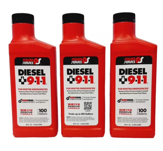 POWER SERVICE DIESEL 911 Fuel Supplement Anti-Gel Treatment 26oz Each ...