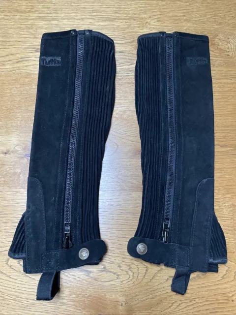 Tuffa Suede Half Chaps. Black.  Size Adult - XXSmall BNWT