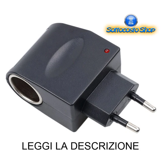 ADATTATORE CONVERTITORE PER PRESA ACCENDISIGARI SPINA RETE DA 220V A 12 V Ac Dc