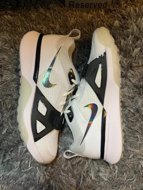 Nike Men’s Air Zoom Diamond Elite Turf Baseball Shoes White Iridescent Size 12