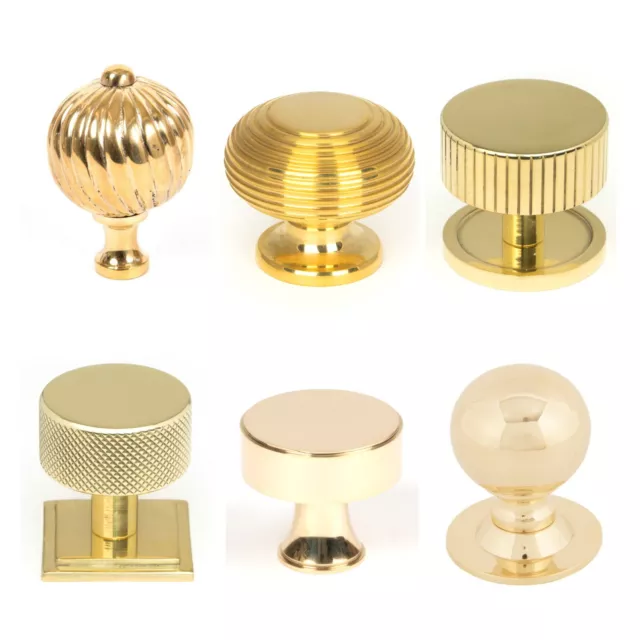 From The Anvil Polished Brass Cabinet Cupboard Door Drawer Knobs