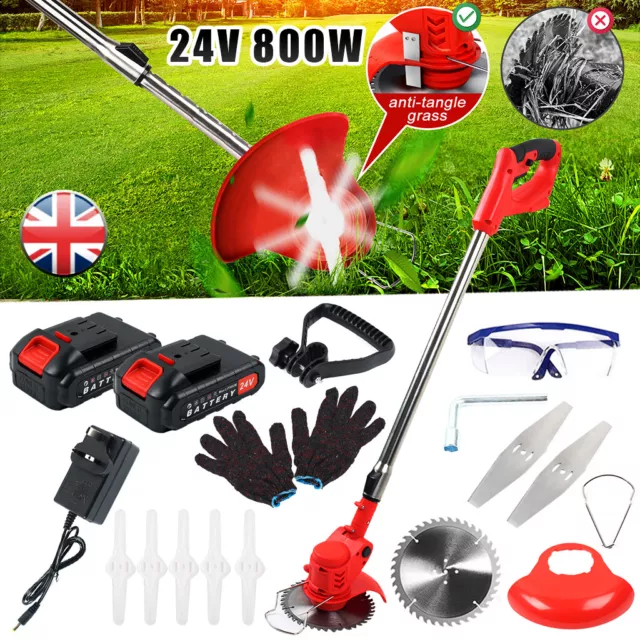 Cordless Grass Trimmer Electric Strimmer Garden Edger Cutter with Battery UK