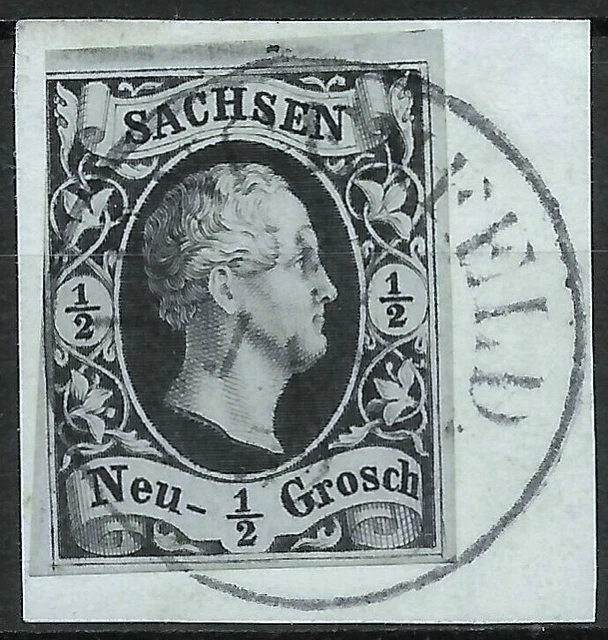 SACHSEN 1851; MiNr. 3b; 1/2 Ngr.; BPP geprüft; K1 LENGENFELD