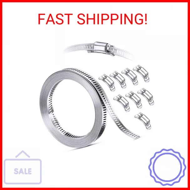 304 Stainless Steel Hose Clamp Assortment Kit DIY, Cut-To-Fit 12 FT Metal Strap+