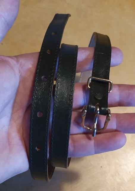 Ceinture Femme En Crôute De Cuir Vintage - Noir - Taille 36 - Très Bon état - Boucle Appliquée