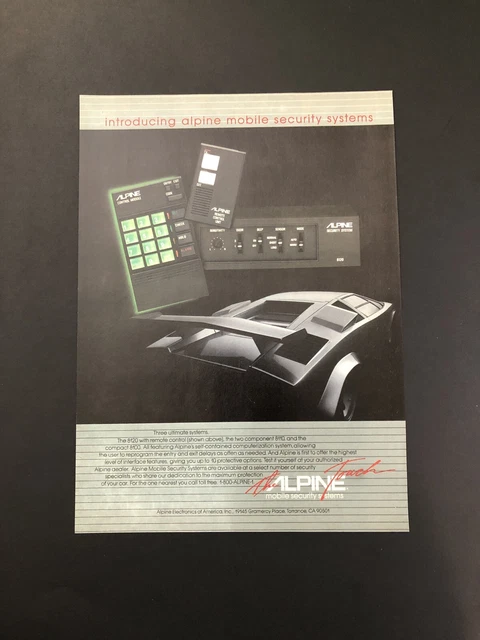 Lamborghini Countach Alpine Vintage Original Print Ad Advertisement Printed A10