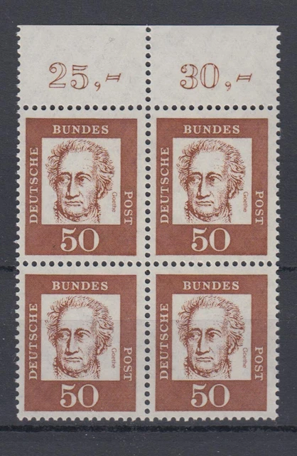 Bund 356y mit Oberrand 4er Block Bedeutende Deutsche 50 Pf postfrisch