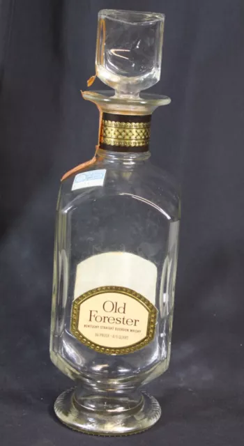 Vtg Old Forester Bottle Kentucky Straight Bourbon Whiskey MI Stamps Decanter MCM