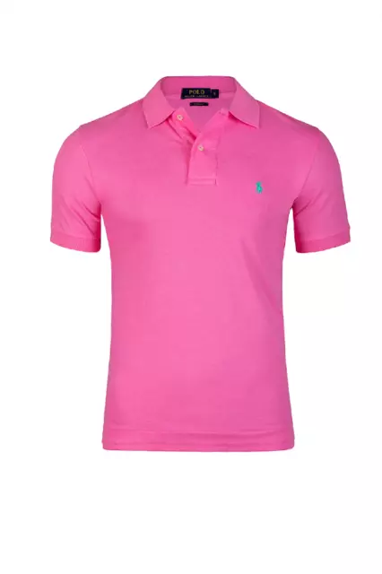 Polo Ralph Lauren uomo rosa vestibilità personalizzata manica corta nuova maglietta top