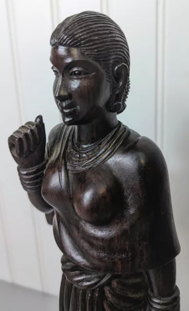 Vintage Old Antique Rosewood Fine Hand Carved Wooden Tribal Lady Figure / Statue