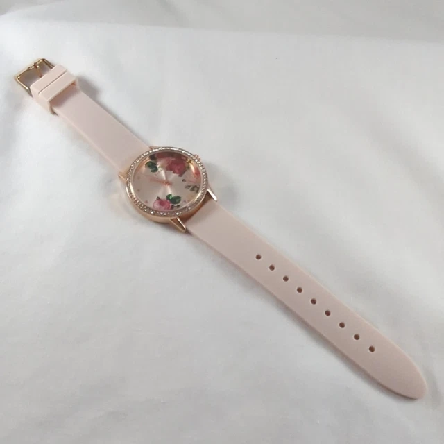 ROCAWEAR LADIES WATCH Pink Floral Display Diamantes Silicone  display picture 3