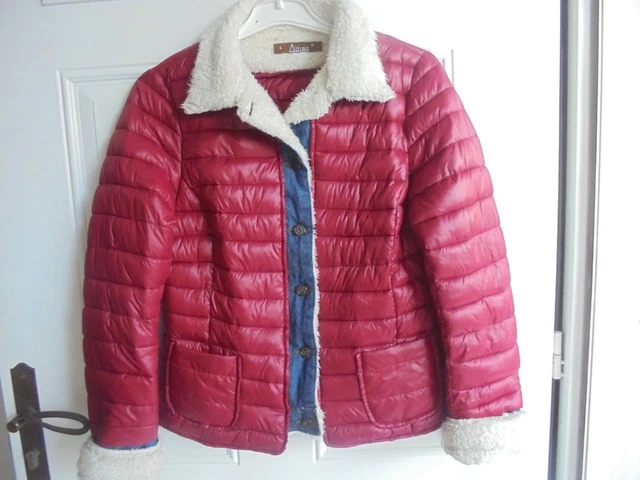 Veste Matelassée Miss HELEN - Rouge à Fleurs - Taille 1 - Occasion Très Bon état - Style Chinoise